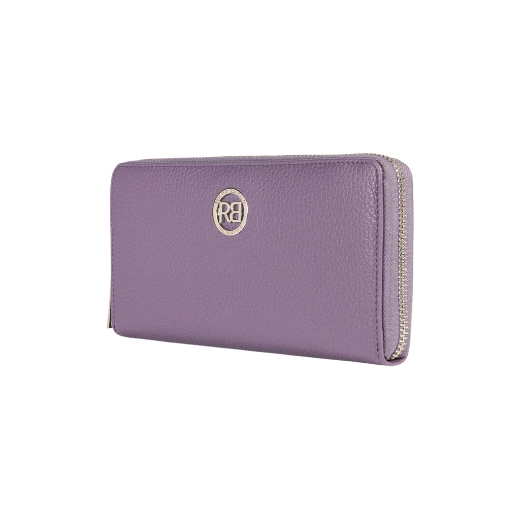 RB1081SY | Women's zip-up wallet made in Italy in genuine grained leather. Color: Purple. Dimensions: 20 x 10 x 2.5 cm. - Accessory at Dealshubindia