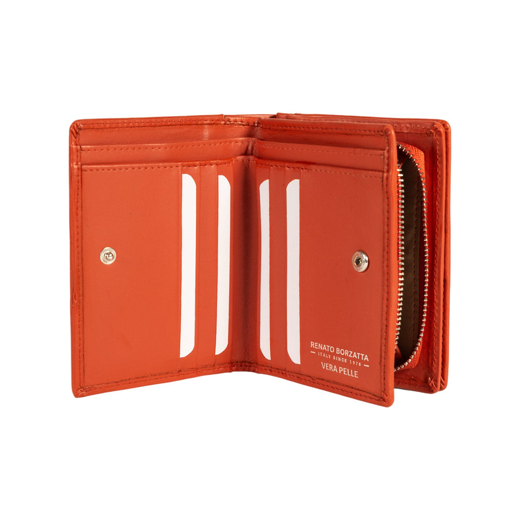 RB1083SAM | Portafogli Donna Made in Italy in Vera Pelle Liscia Opaca. Colore Paprika. Dimensioni (da chiuso): cm 13 x 9 x 2,5 - Accessorio at Dealshubindia