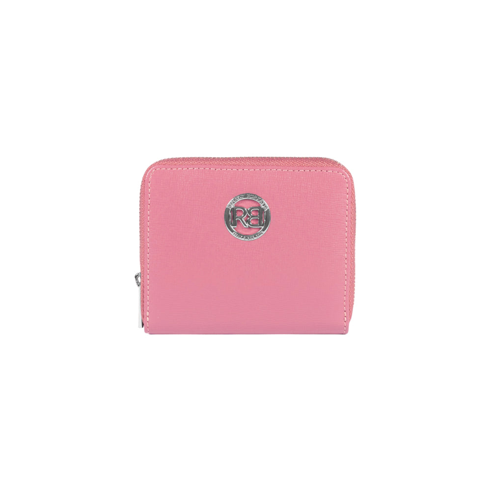RB1086BS | Women's Zip Around Wallet Made in Italy in Genuine Saffiano Leather. Color: Peony - Accessory at Dealshubindia