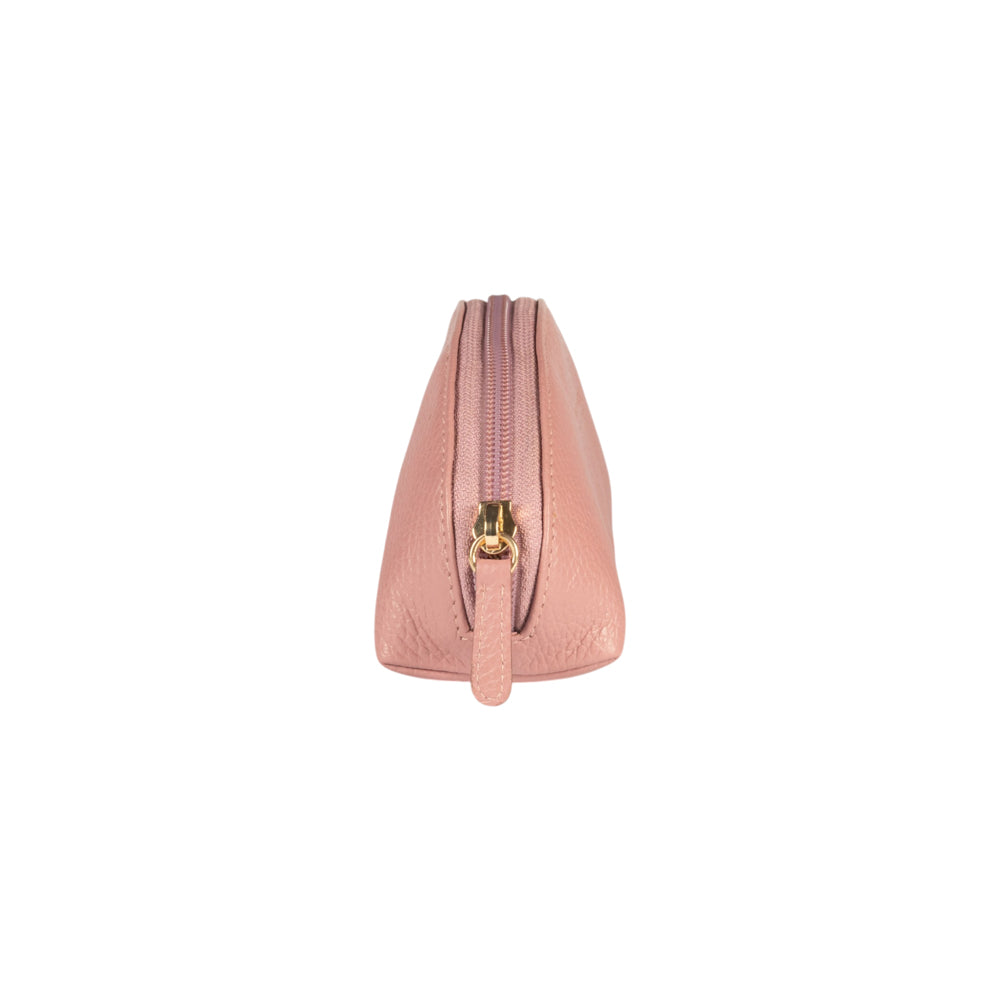 RB1088AZ | Half-Moon Pencil Case/Clutch Bag Made in Italy in Genuine Dollar Grain Leather. Color: Antique Pink-1