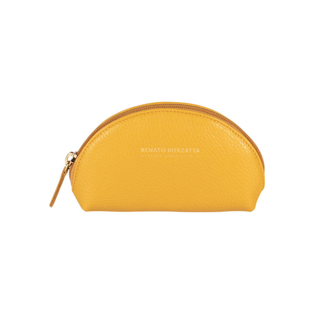 RB1089AR | Half-Moon Clutch Bag Made in Italy in Genuine Dollar-Grain Leather. Mustard Color-0