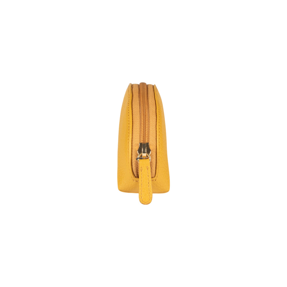 RB1089AR | Half-Moon Clutch Bag Made in Italy in Genuine Dollar-Grain Leather. Mustard Color-1