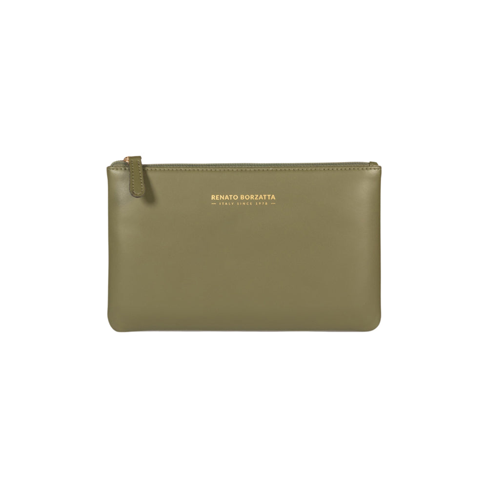 RB1090E | Made in Italy Wash Bag in Genuine Smooth Matte Leather. Green Color - Accessory at Dealshubindia