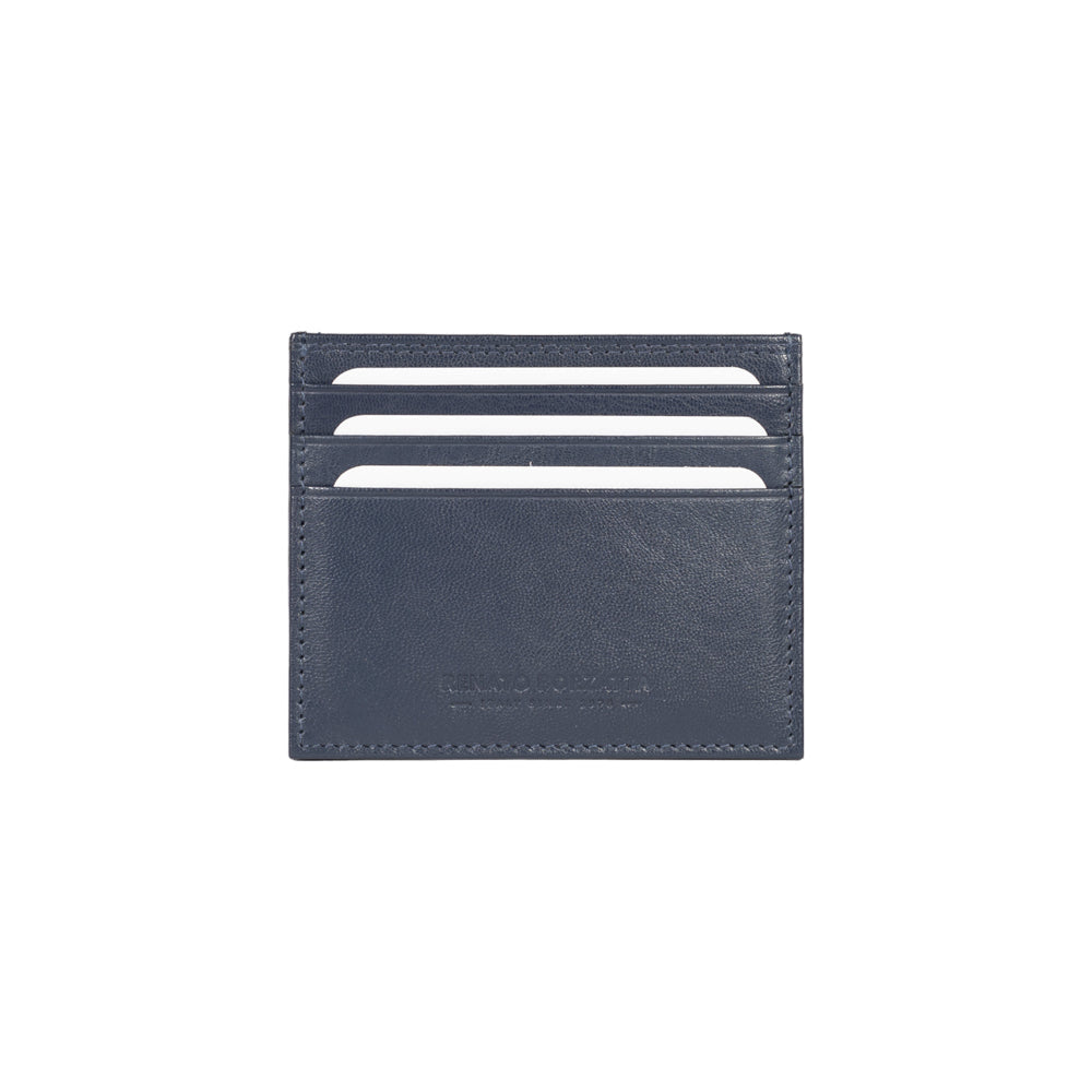 RB12016D | Credit Card Holder in genuine full-grain leather, with light grain. Blue color. RFID protection. Size: 10 x 8 x 0.5 cm. Packaging: gift box bottom/cover - Accessory at Dealshubindia