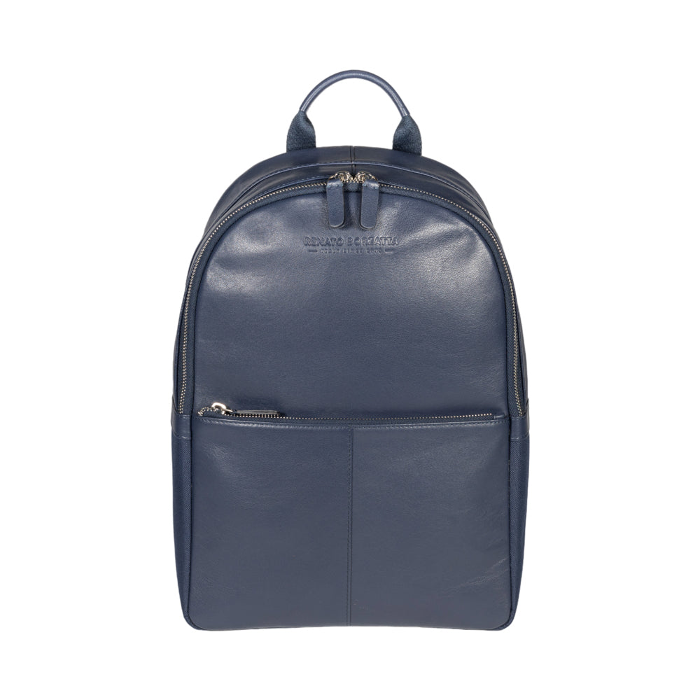 RB2001D | Netbook/Tablet Carrier Backpack in Nylon/Vera Leather, with light grain. Zipper closure and adjustable shoulder straps - Blue color - Dimensions: 27 x 38 x 14 cm. Packaging: Non-Woven Fabric Bag - Bag at Dealshubindia