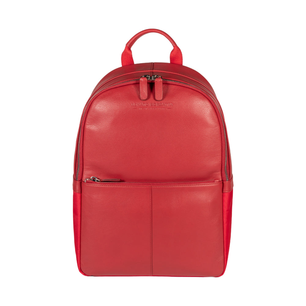 RB2001V | Netbook/Tablet Carrier Backpack in Nylon/Vera Leather, with light grain. Zipper closure and adjustable shoulder straps - Red color - Dimensions: 27 x 38 x 14 cm. Packaging: Non-Woven Fabric Bag - Bag at Dealshubindia