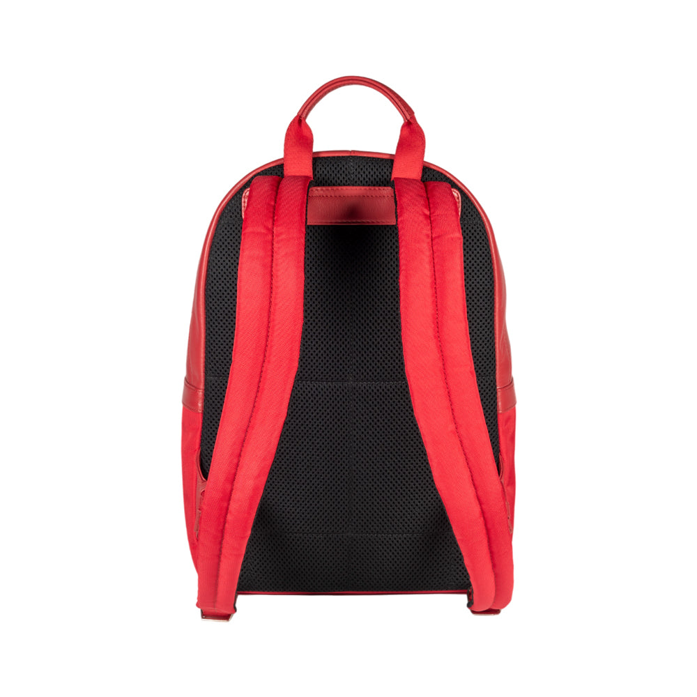 RB2001V | Netbook/Tablet Carrier Backpack in Nylon/Vera Leather, with light grain. Zipper closure and adjustable shoulder straps - Red color - Dimensions: 27 x 38 x 14 cm. Packaging: Non-Woven Fabric Bag - Bag at Dealshubindia