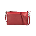 RB2003V | Shoulder/Wrist Bag made of genuine full grain leather, dollar/light grain. Removable shoulder strap and handle. Red color. Dimensions: 22 x 14 x 2.5 cm. Packaging: Non-Woven Fabric Bag - Bag at Dealshubindia