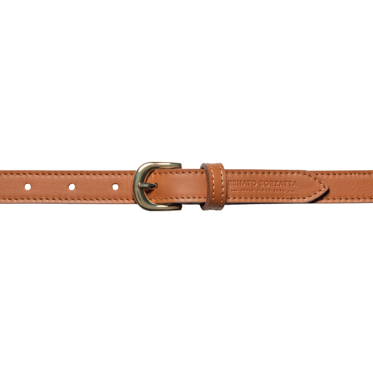 RB4018S | Women's Belt Made in Italy in Soft Genuine Sauvage Leather. Polished Gold-Finish Buckle. Cognac Color. Dimensions: 115 x 2.0 x 0.5 cm (waistline 100 cm) - Accessory at Dealshubindia