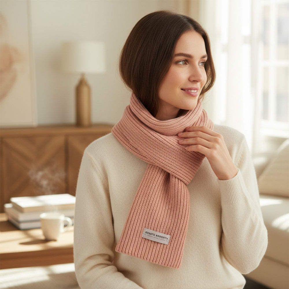 RB5002BJ | CERVINO Wool Blend Knit Scarf Made in Italy, Pink - Hats and Scarves at Dealshubindia