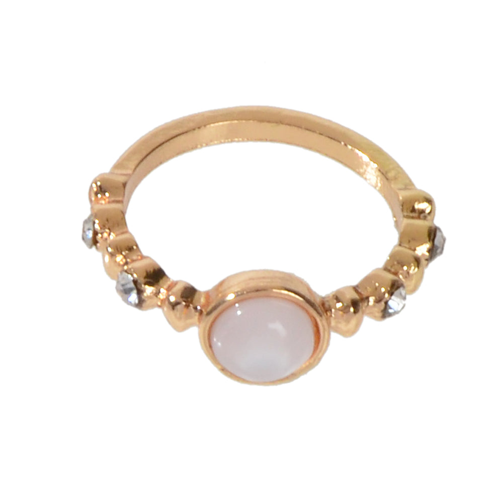 Textured Jewelry Rhinestone Opal Gold Finger Ring Luxurious Popular Accessories