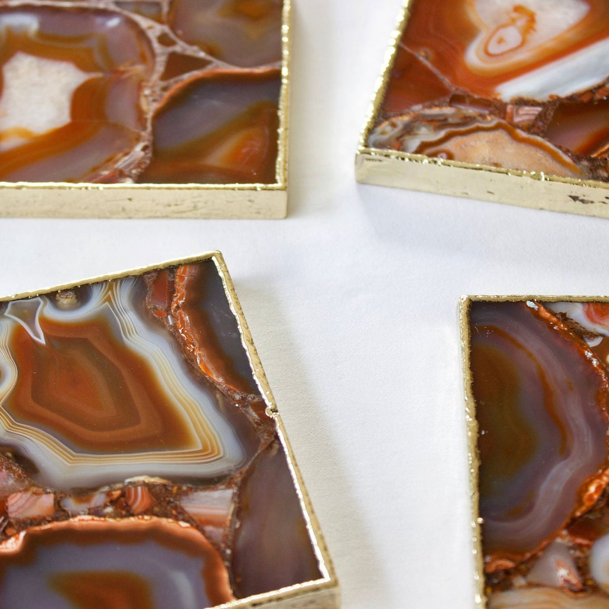 Red Agate Square Coasters – Set of 4