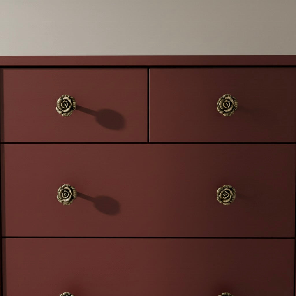 Open Rose Cabinet Knobs in Antique Brass