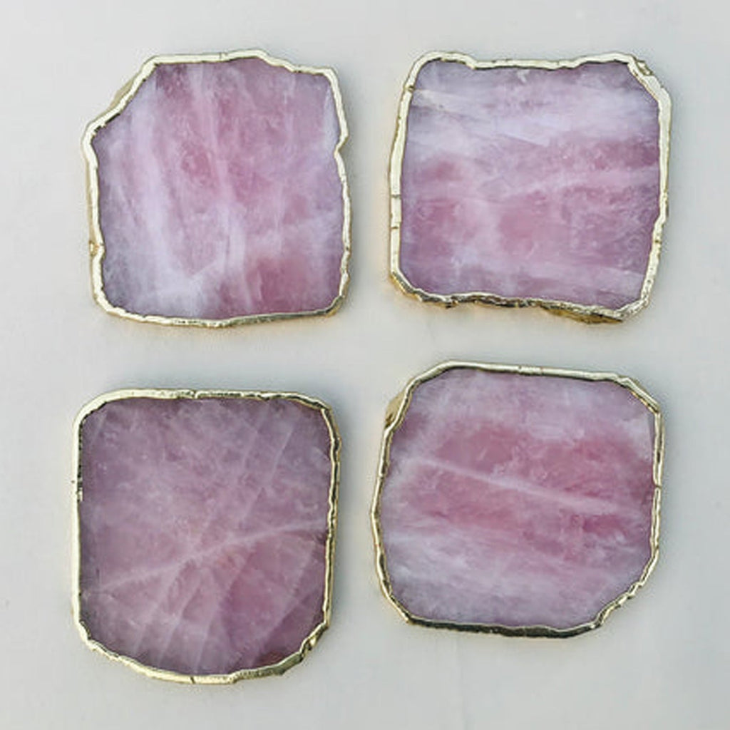 Rose Quartz Natural Edge Coasters – Set of 4