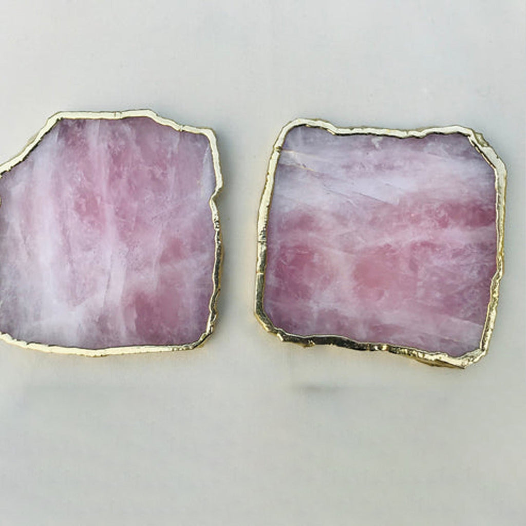 Rose Quartz Natural Edge Coasters – Set of 4