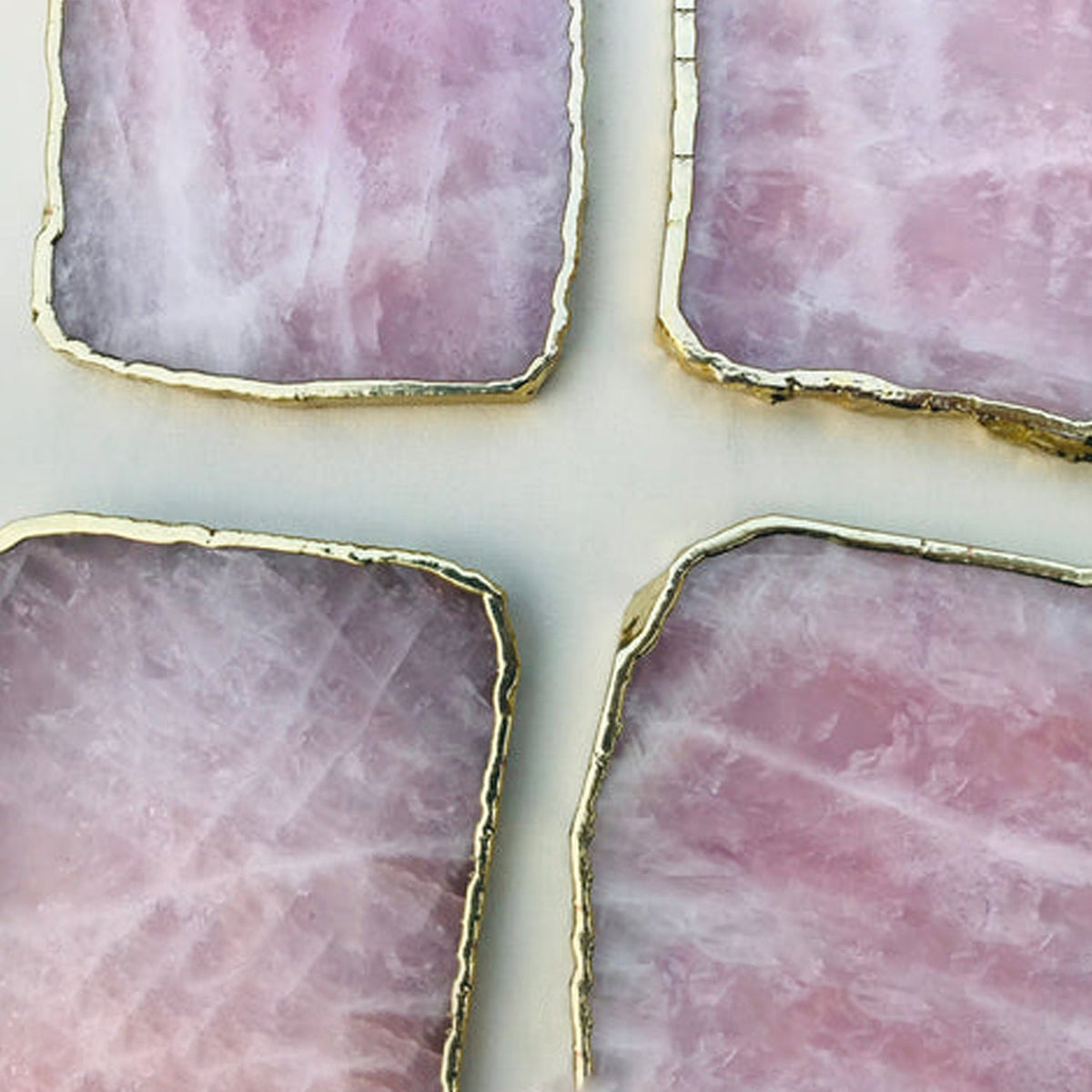 Rose Quartz Natural Edge Coasters – Set of 4