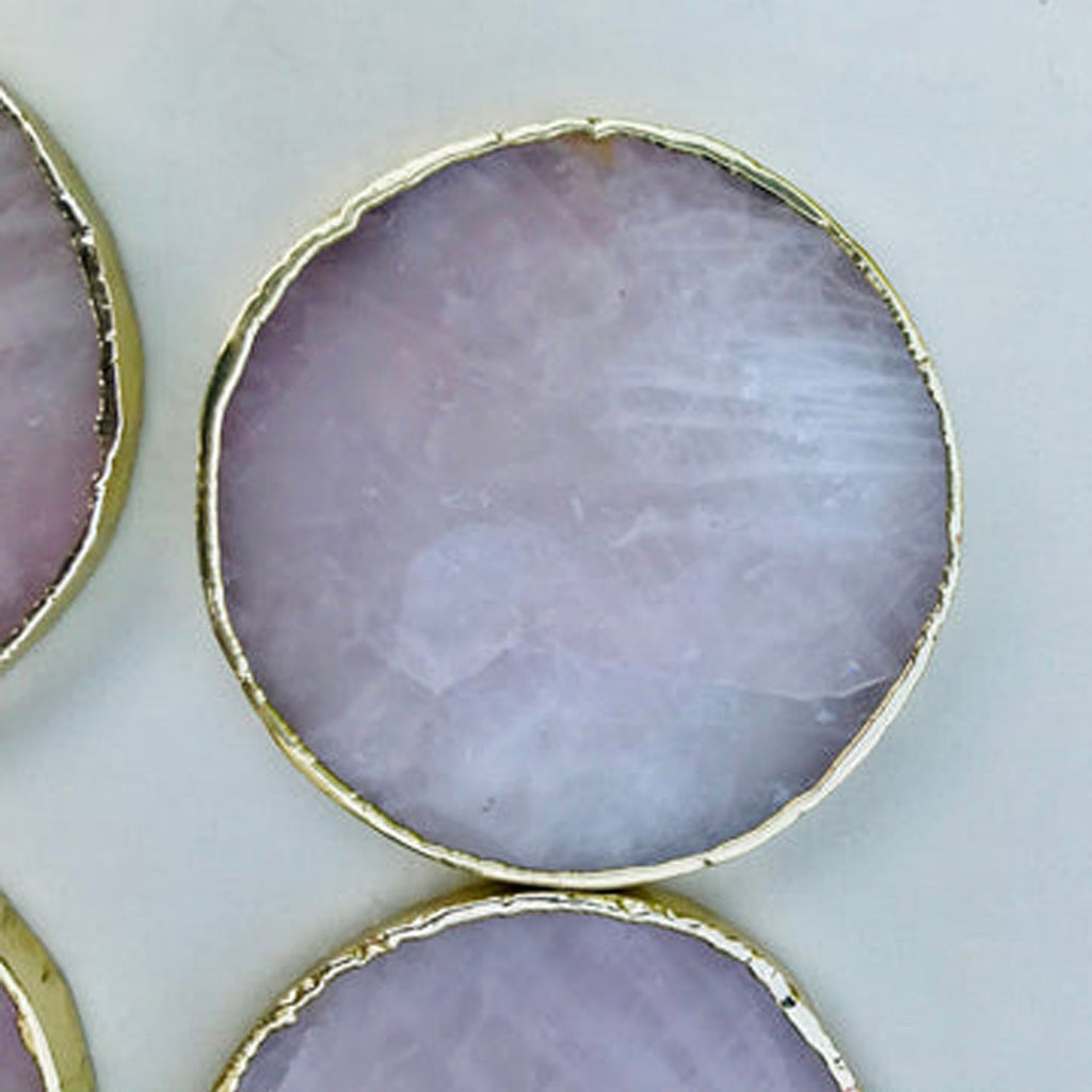 Rose Quartz Hand Rounded Coasters – Set of 4