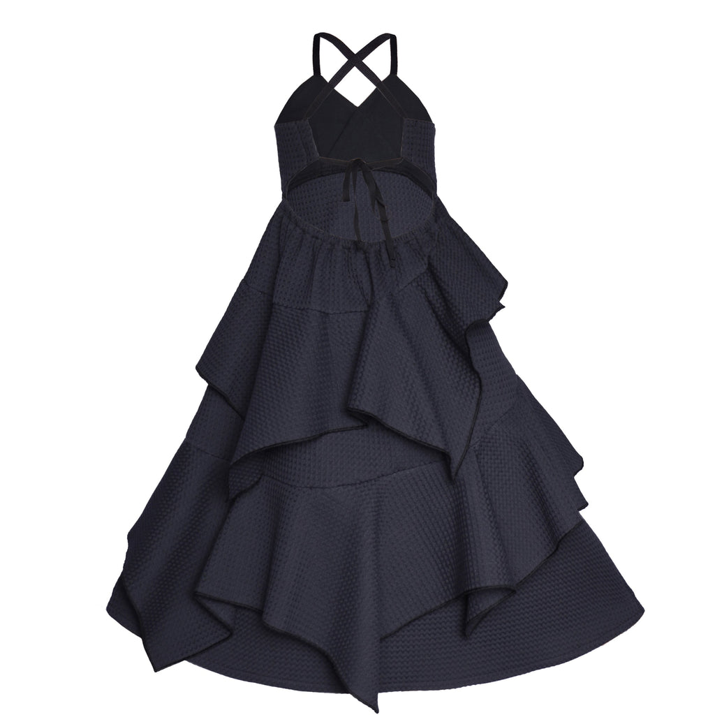 Black Waffle Cotton Gown for Girls - Dress at Dealshubindia