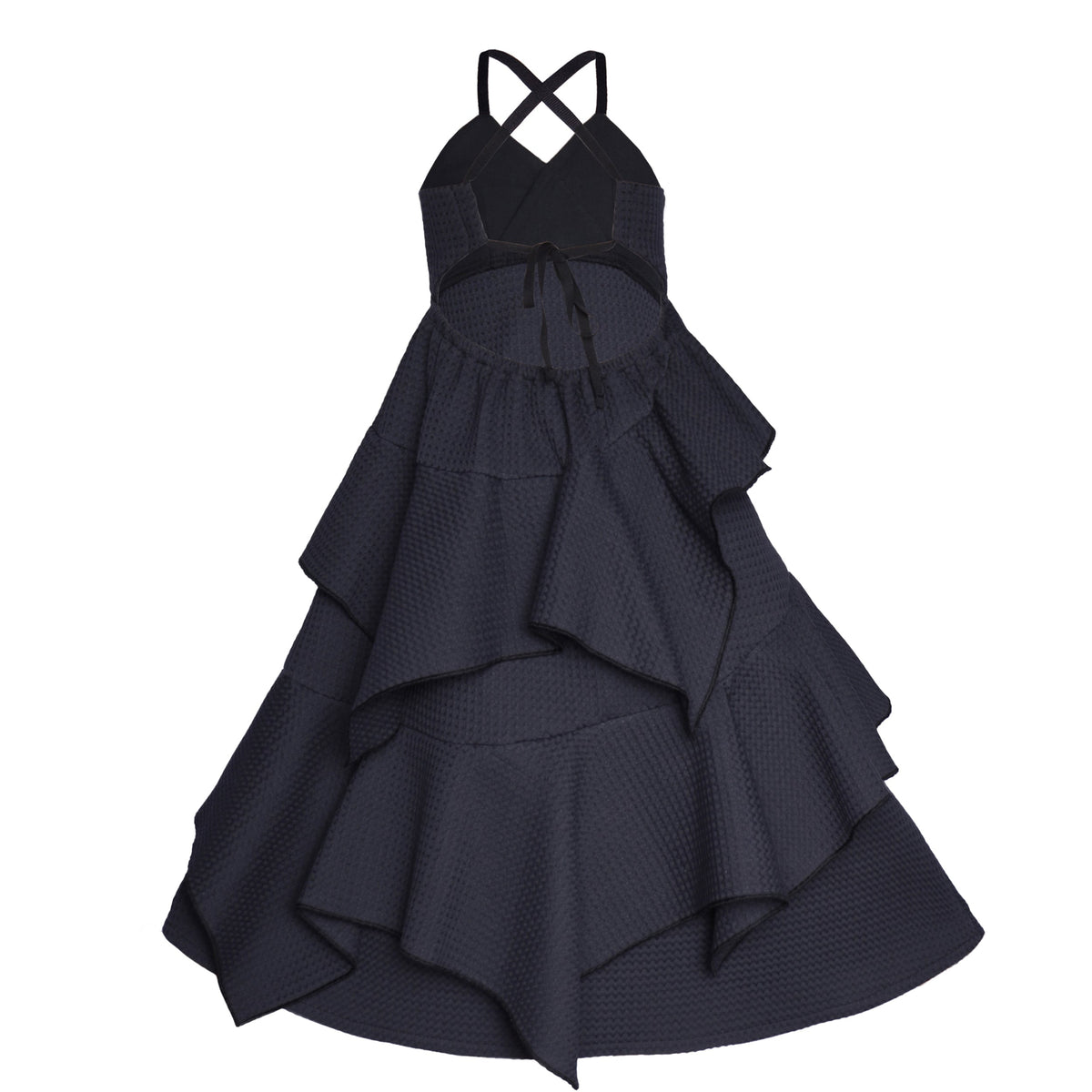 Black Waffle Cotton Gown for Girls - Dress at Dealshubindia