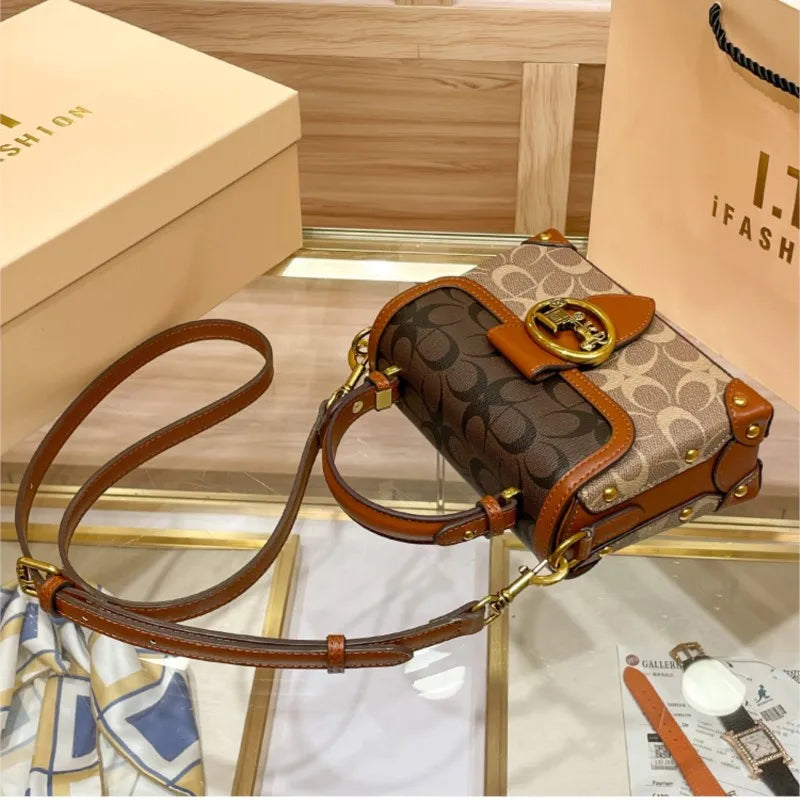 Womens Crossbody Box Bag Satchel with Flap Pocket - Apparel & Accessories > Handbags, Wallet's & Cases > Handbags > Shoulder Bags at Dealshubindia