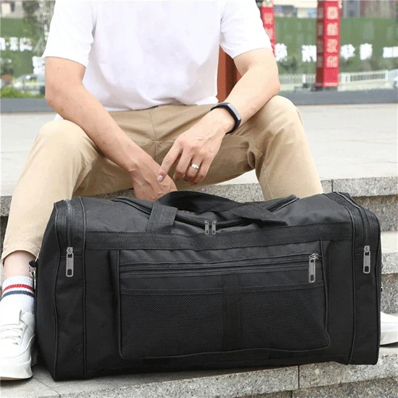 Travel Duffel Nylon Bag for Men and Women (Black) - Luggage & Bags > Duffel Bags > Gym Duffel Bags at Dealshubindia