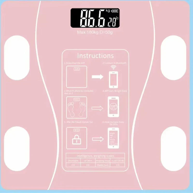 Bluetooth Smart Body Fat Scale Pink - Body Weight Scales at Dealshubindia