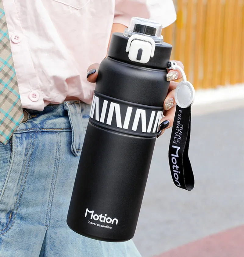 800ML Sports Vacuum Flask with Straw Black-1