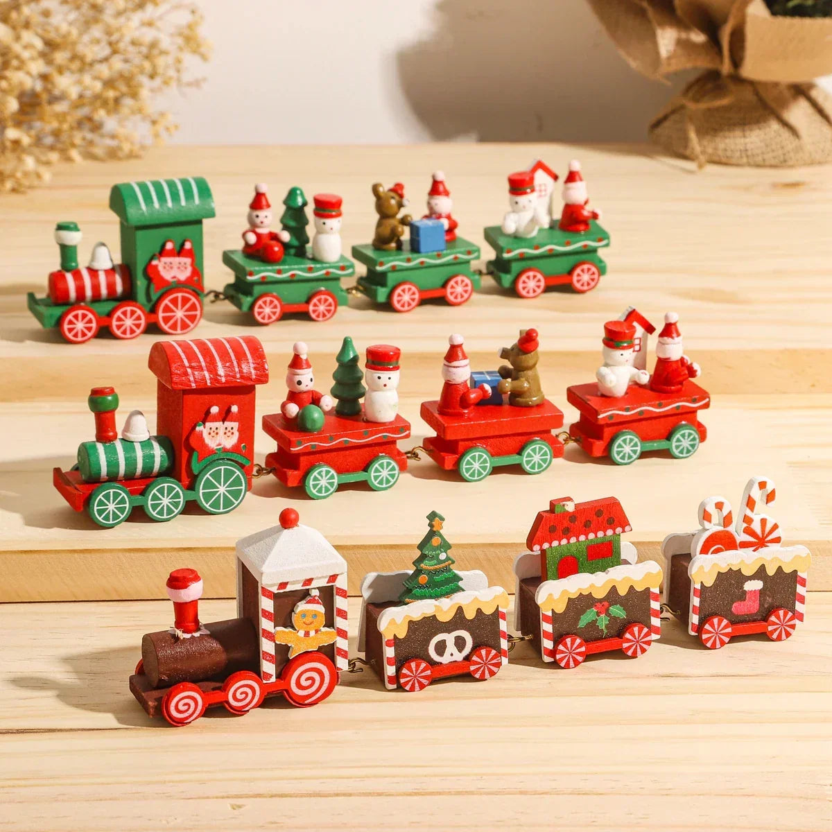 Rustic Wooden Train Christmas Ornament – Festive Merry Christmas Decoration - Home & Garden > Decor at Dealshubindia