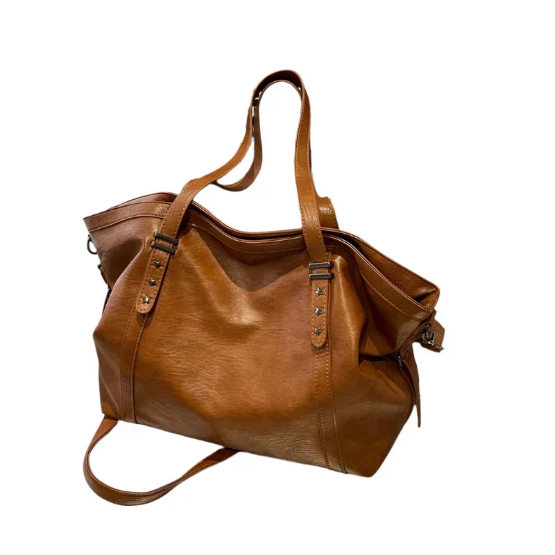 Leather Womens Tote Shoulder Crossbody Bag (Brown) - Apparel & Accessories > Handbags, Wallet's & Cases > Handbags > Shopper Bags at Dealshubindia