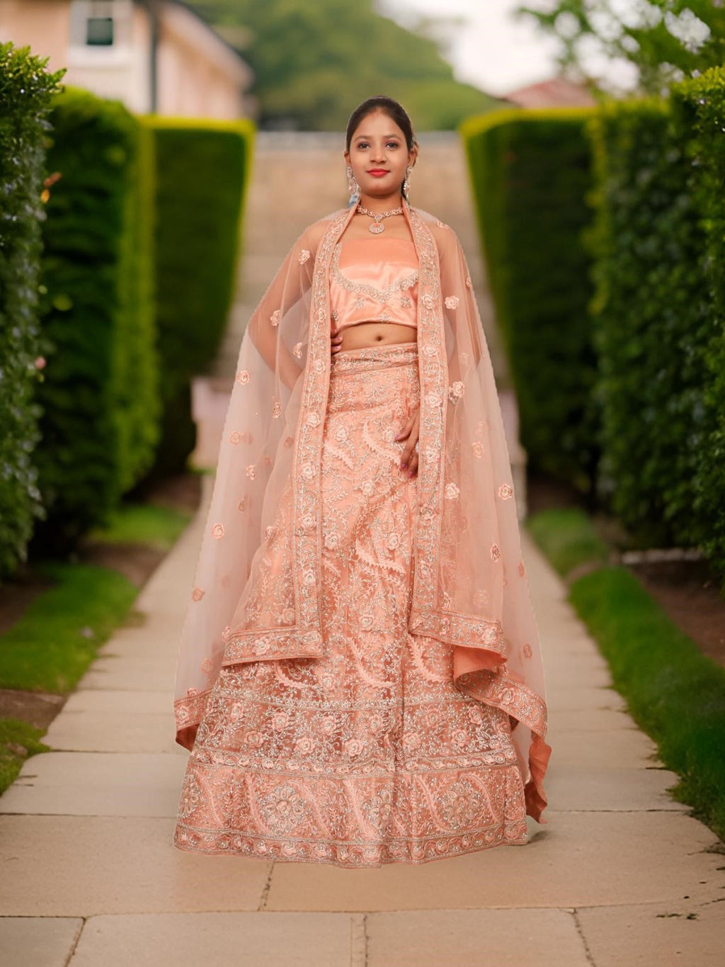 Semi-Stitched Lehenga with American Diamond & Zari Thread Work by Shreekama - Semi-Stitched Lehenga at Dealshubindia