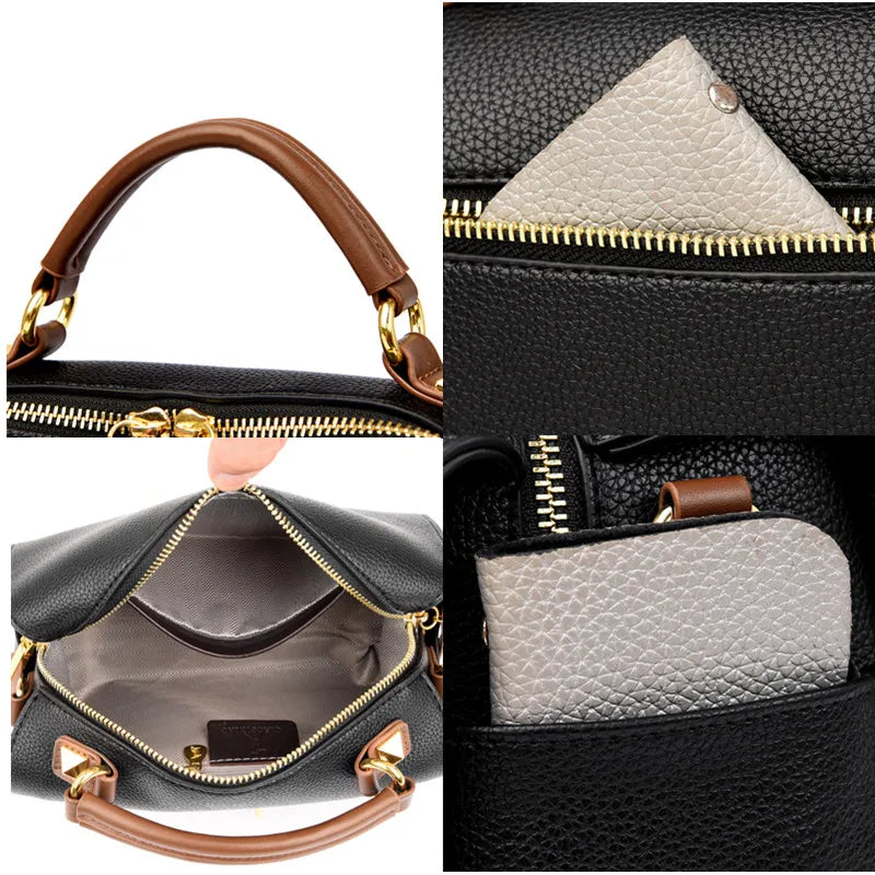 Crossbody Tote Bag Solid PU Leather Shoulder Women (Gray) - Apparel & Accessories > Handbags, Wallet's & Cases > Handbags > Cross Body Bags at Dealshubindia