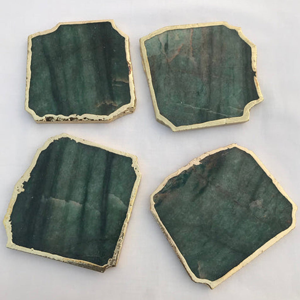 Sage Green Aventurine Natural Edge Coasters – Set of 4
