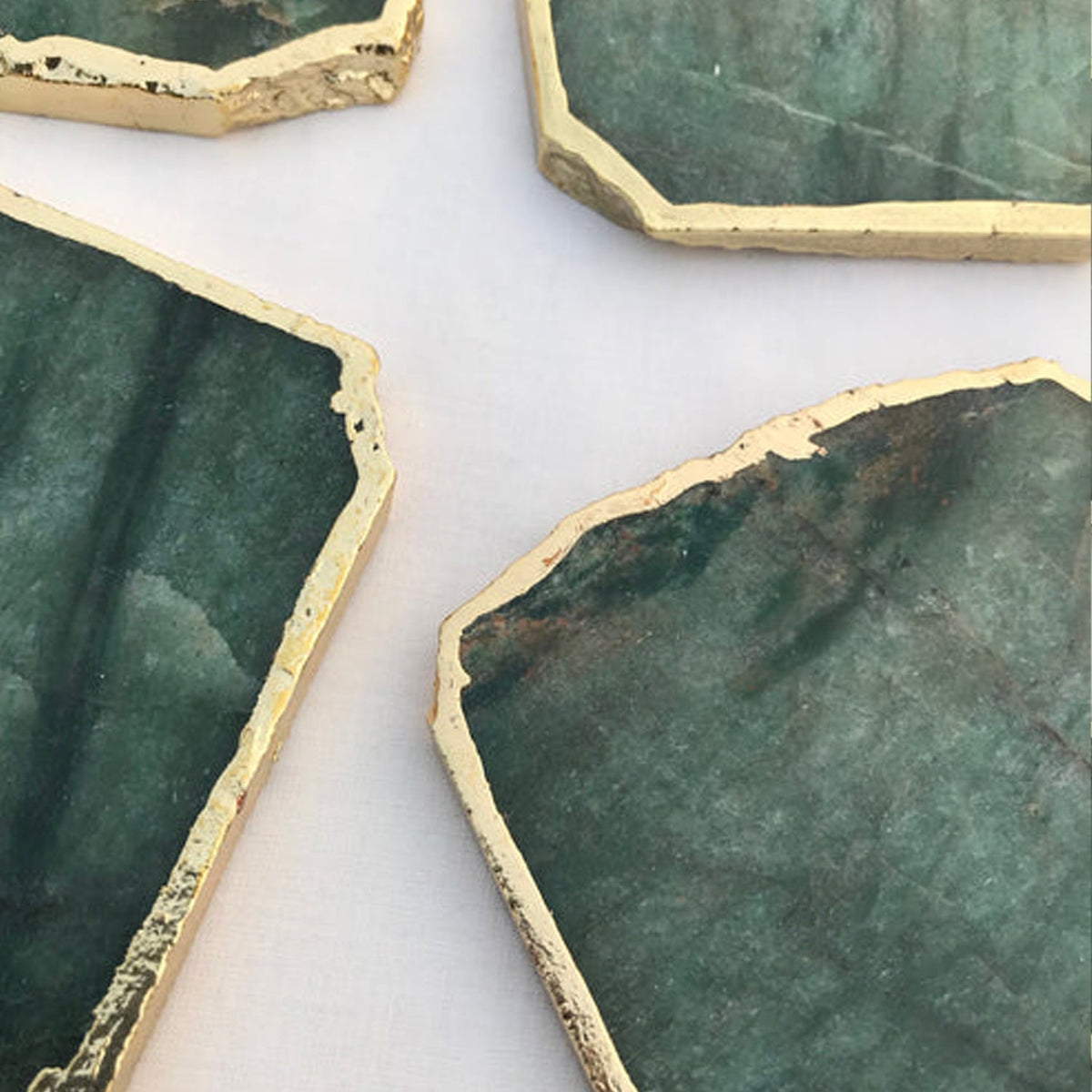 Sage Green Aventurine Natural Edge Coasters – Set of 4
