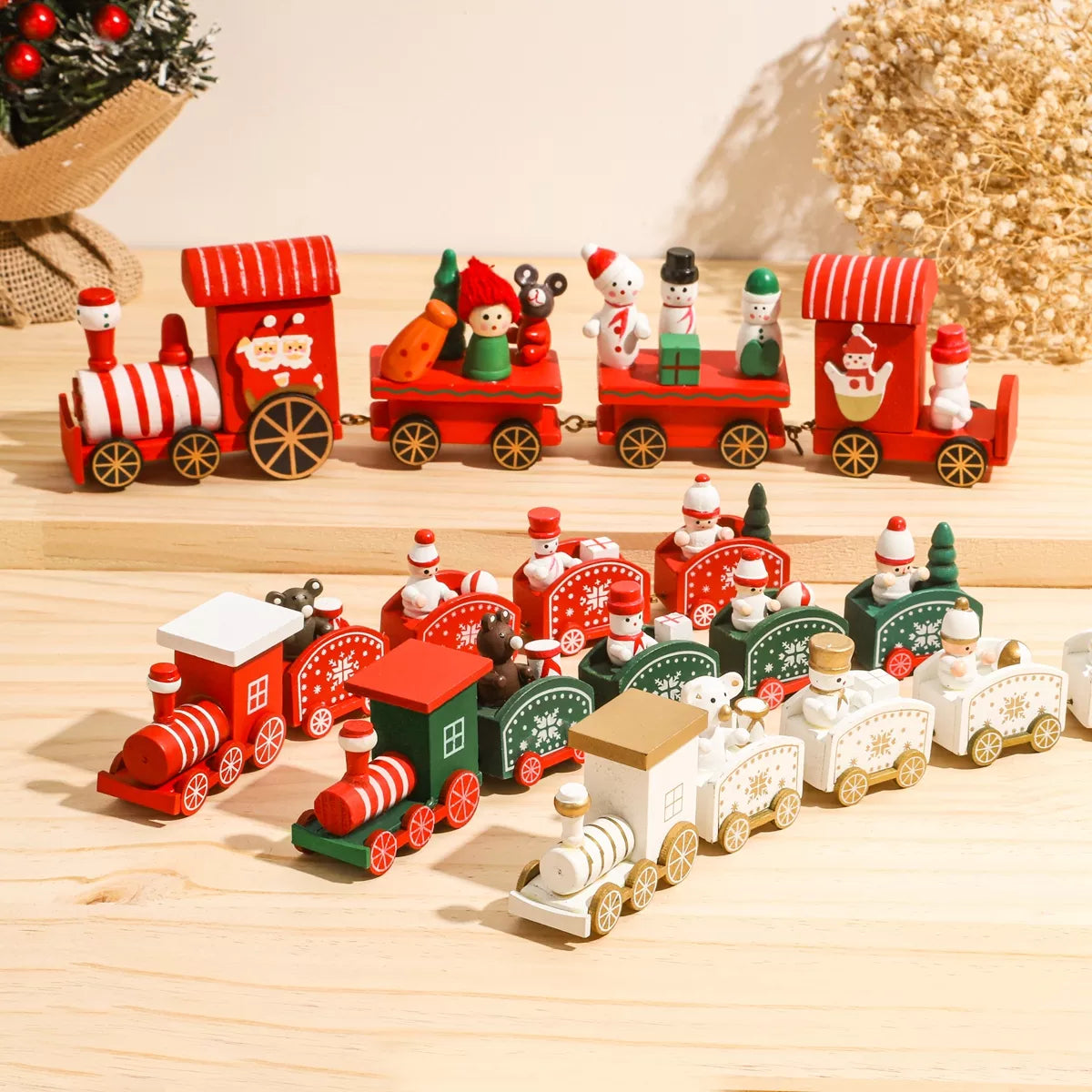 Rustic Wooden Train Christmas Ornament – Festive Merry Christmas Decoration - Home & Garden > Decor at Dealshubindia