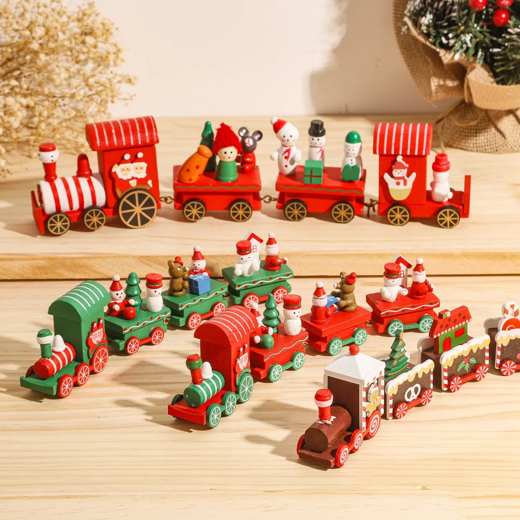 Rustic Wooden Train Christmas Ornament – Festive Merry Christmas Decoration - Home & Garden > Decor at Dealshubindia