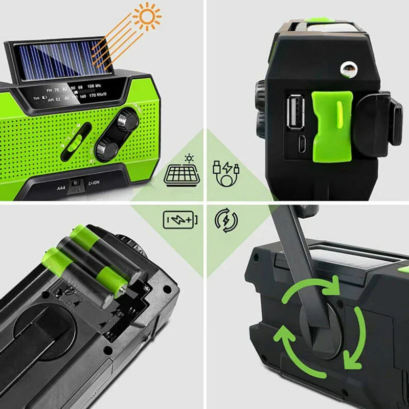 Emergency Radio with Power Bank Green - Radios at Dealshubindia