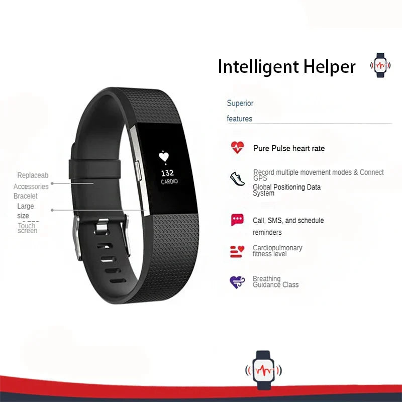 Smart Fitness Wristband Heart Rate Black - Fitness equipment at Dealshubindia