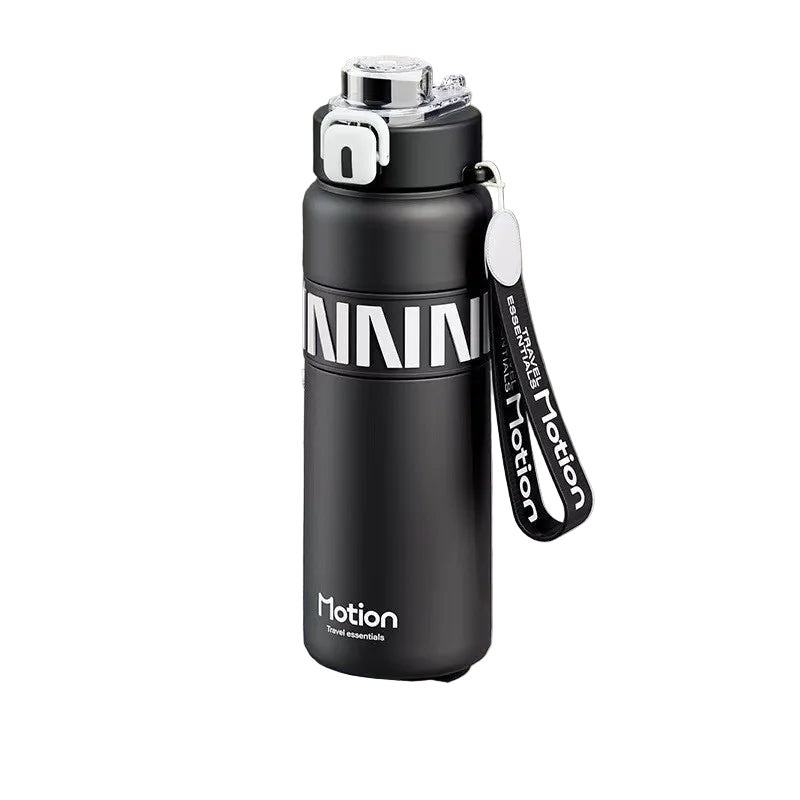 800ML Sports Vacuum Flask with Straw Black-0