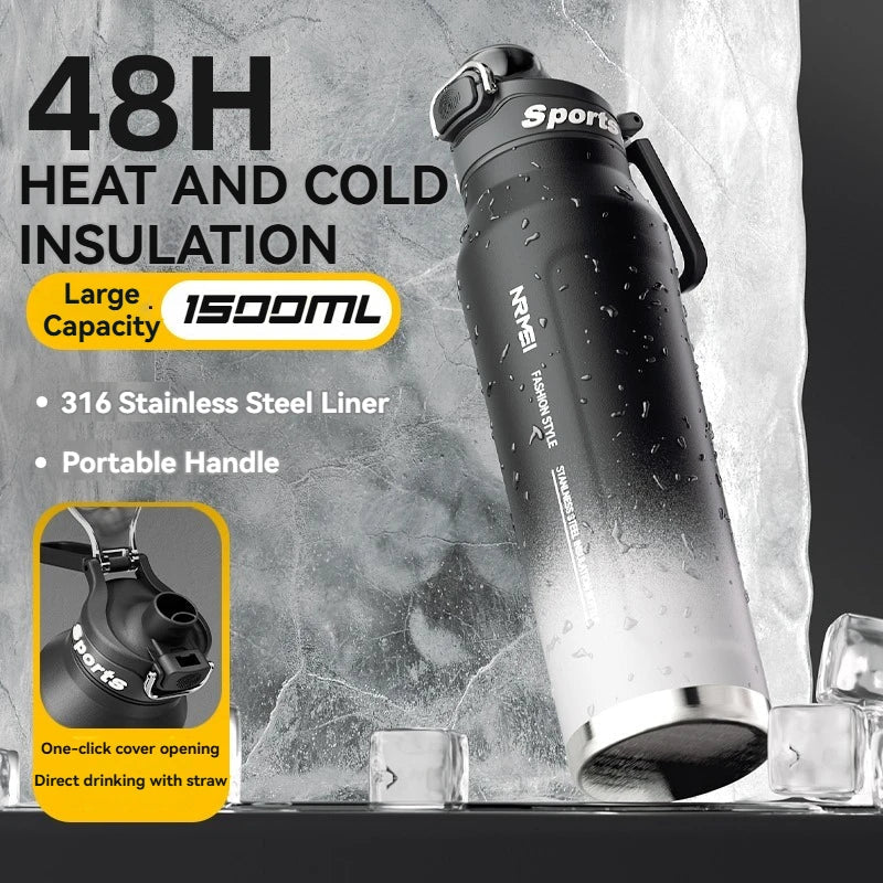 1.5L Insulated Water Bottle Black