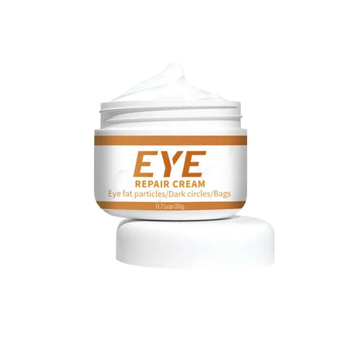 Eye repair cream jar with orange label and white cap, 20g