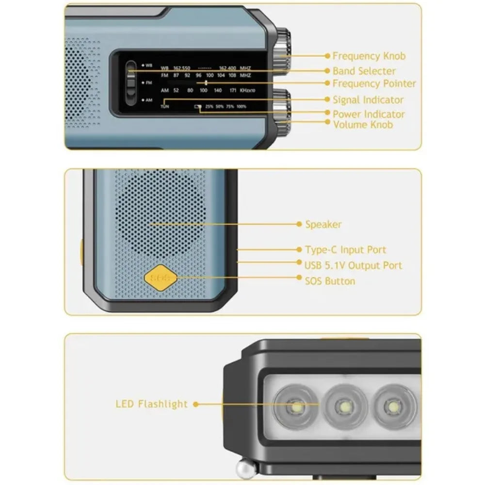 2000mAh Weather Emergency Radio Blue - Radios at Dealshubindia