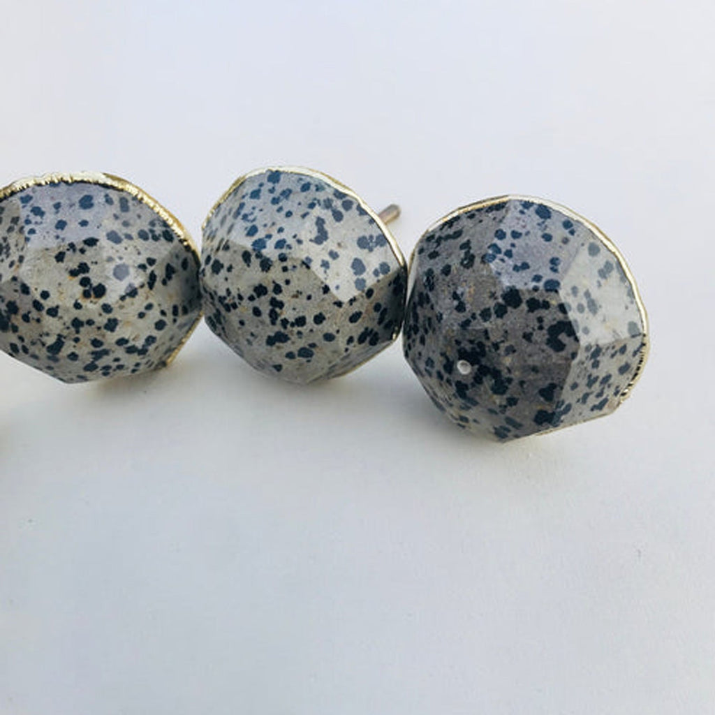 Large Faceted Dalmatian Jasper Gemstone/Agate Classic Finish Cabinet Drawer Pull Wardrobe Dresser Interior Decorative Handle