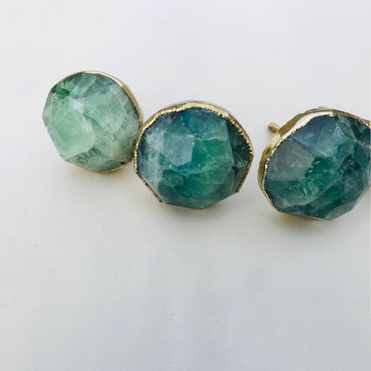 Faceted Green Fluorite Cabinet Knobs