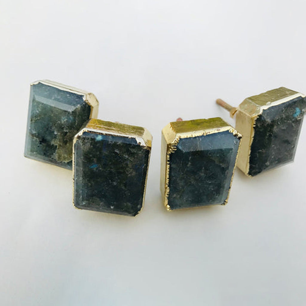 Emerald-Cut Labradorite Cabinet Knobs