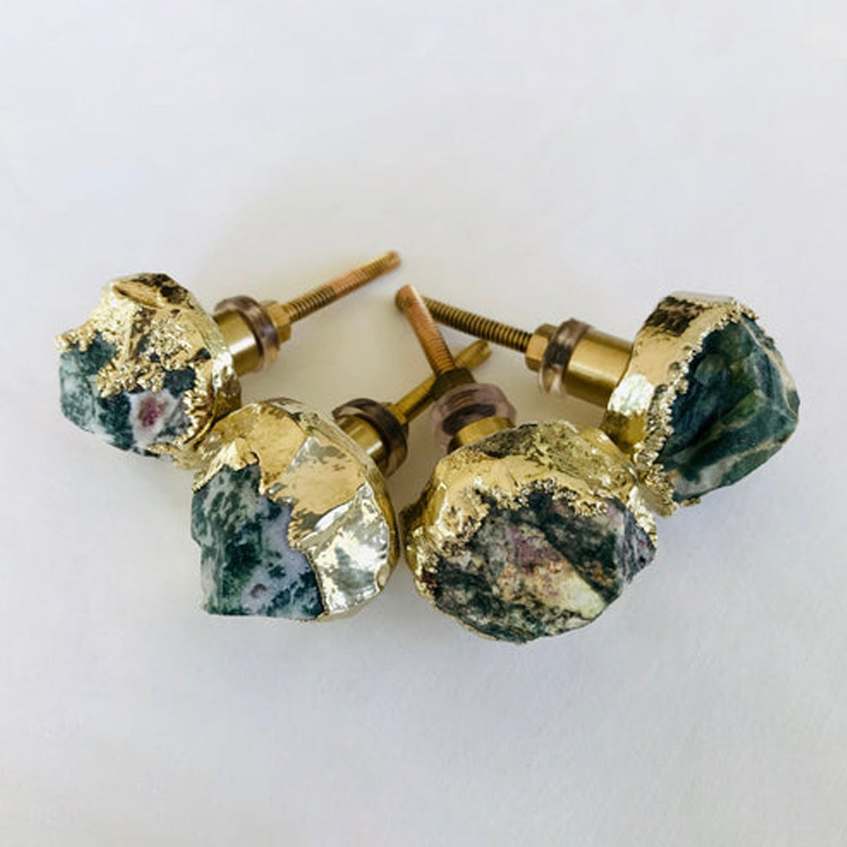 Moss Agate Nugget Cabinet Knobs
