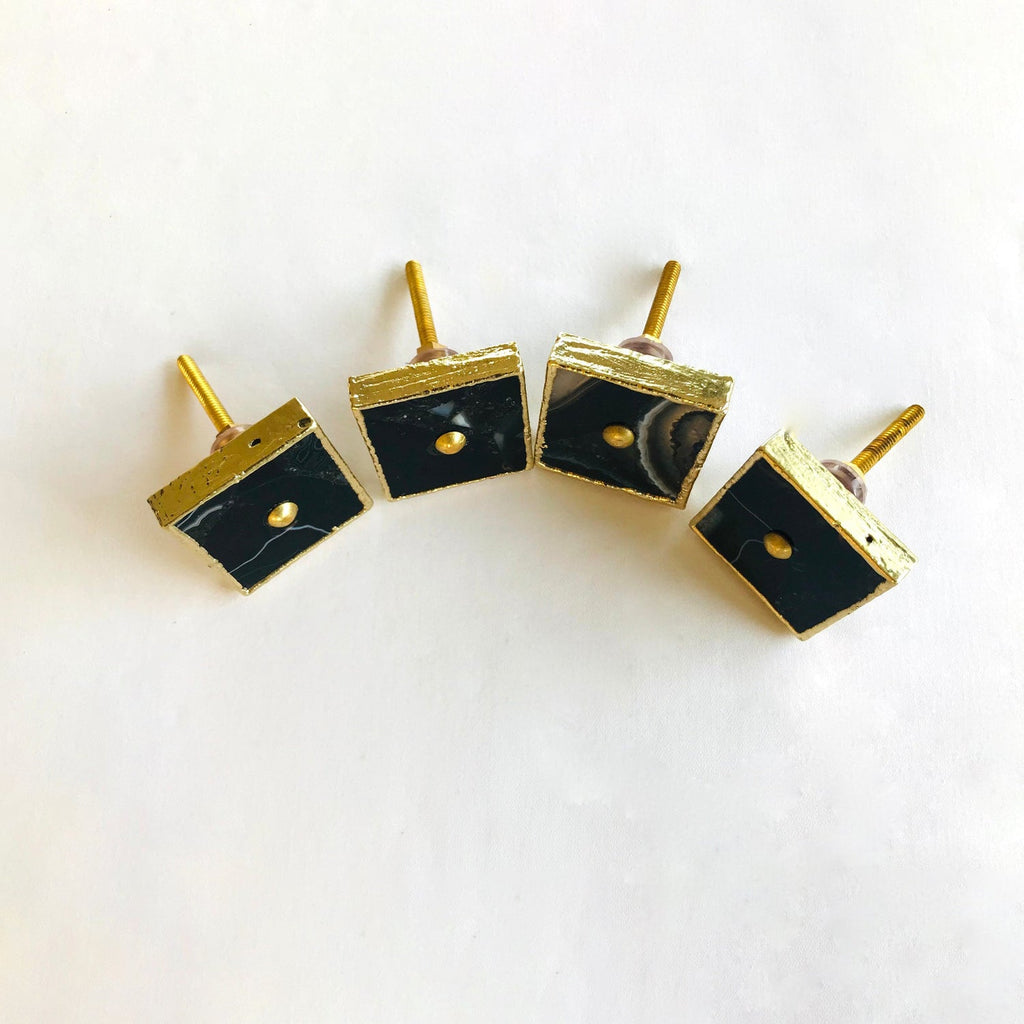 Square Black Agate Classic Vintage Finish Cabinet Drawer Pull Dresser Handle Knobs