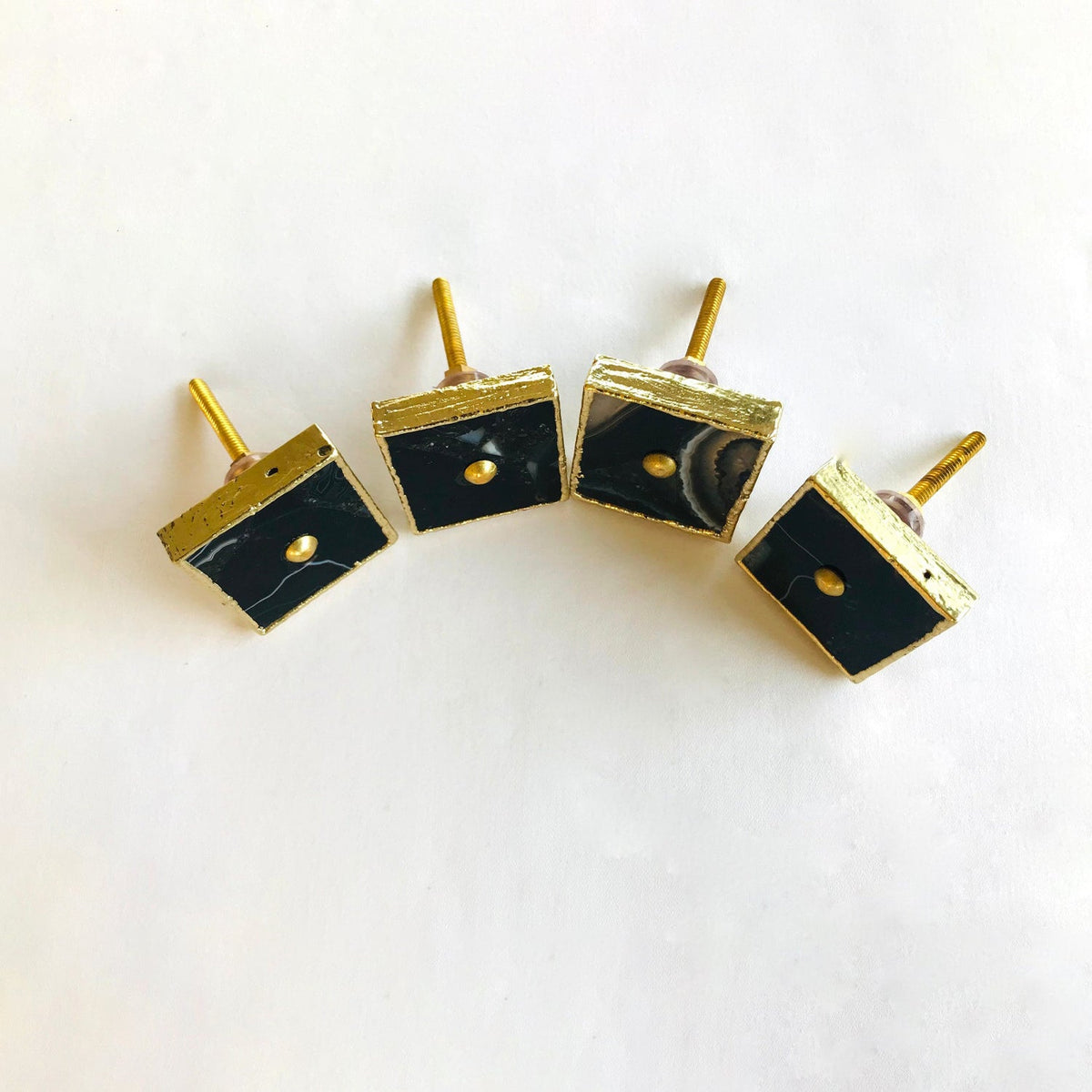 Square Black Agate Classic Vintage Finish Cabinet Drawer Pull Dresser Handle Knobs
