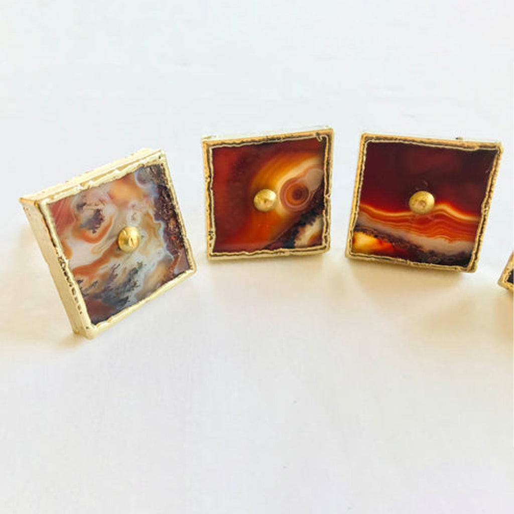 Square Red Agate Cabinet Knobs