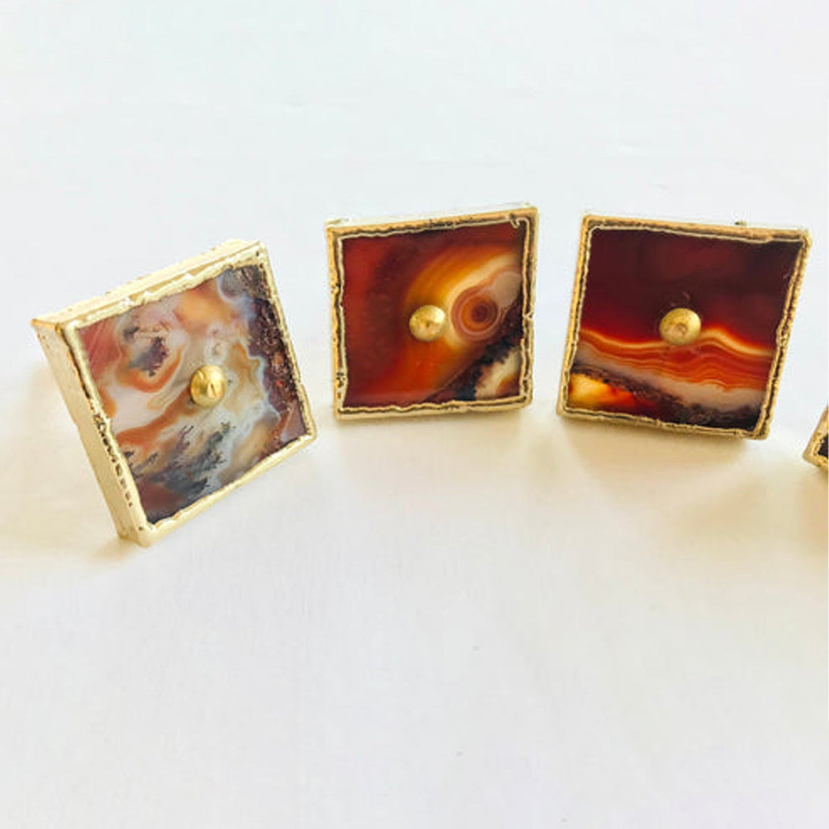 Square Red Agate Cabinet Knobs