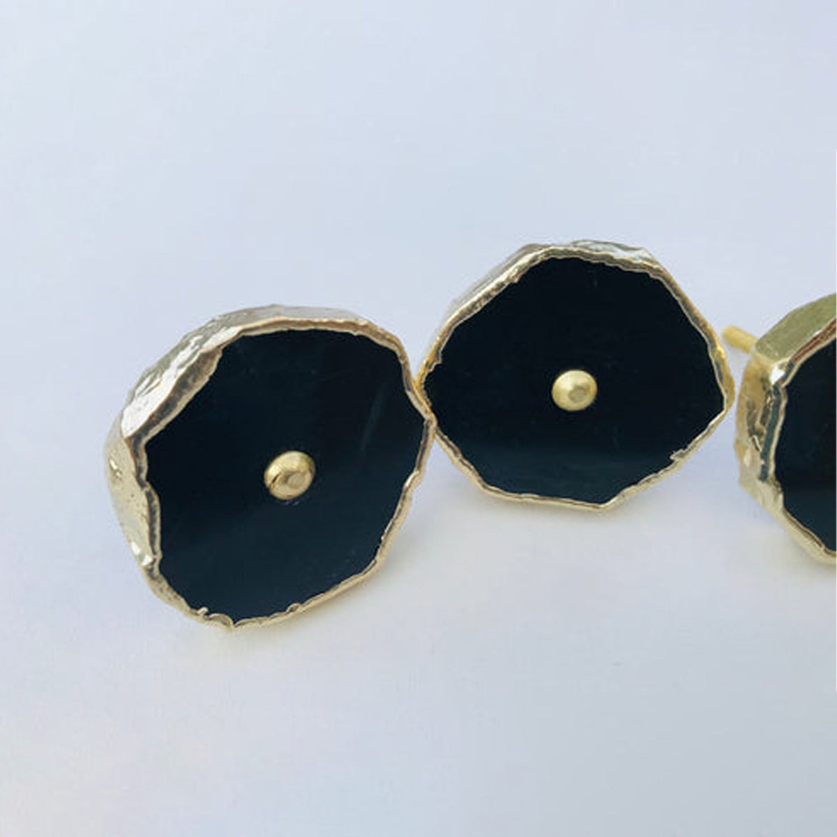 Black Agate Slice Cabinet Knobs